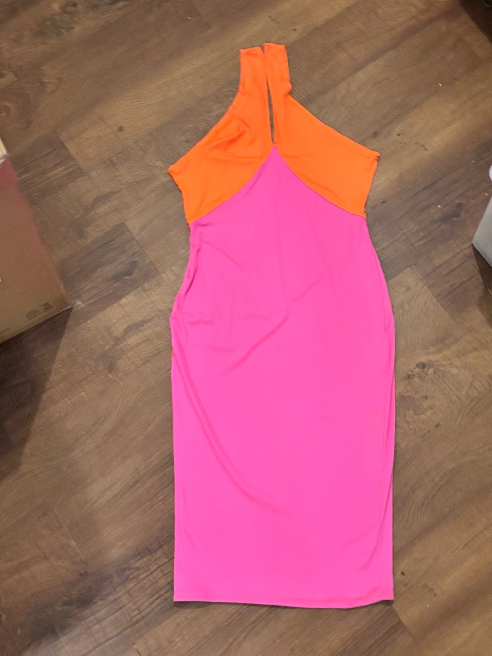 SHEIN Beachy Neon Pink and Orange Bodycon Dress